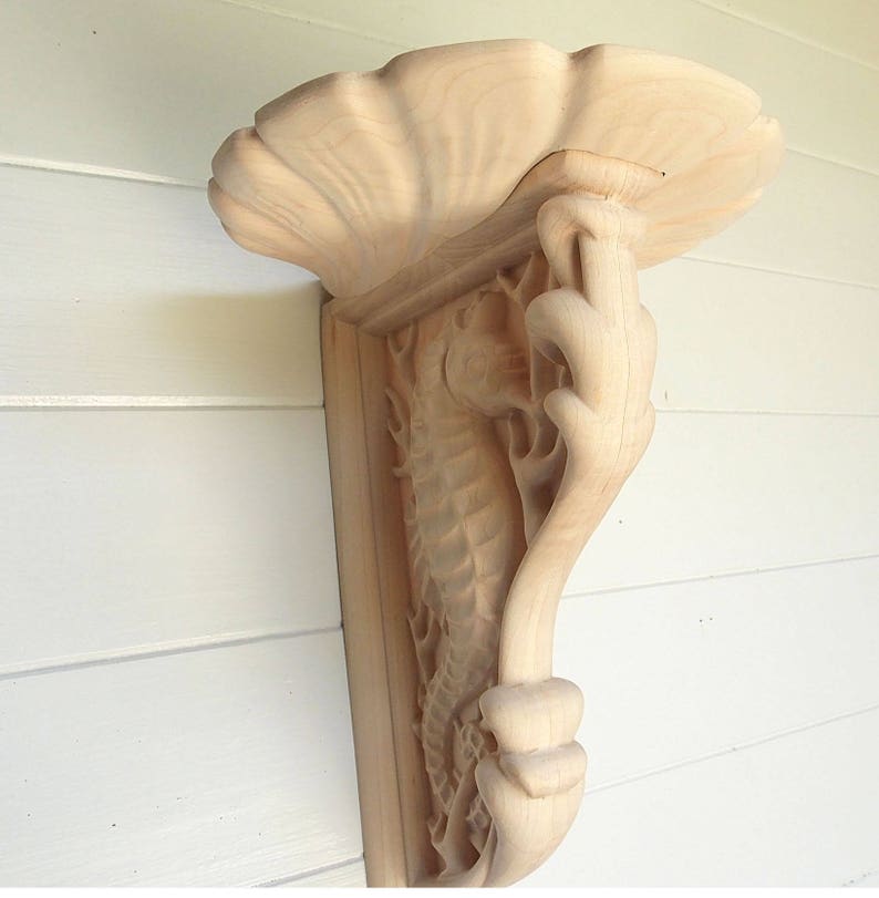 Wood Wall Sconce Shelf Coastal Seahorse Wall Decor | Etsy on Wooden Wall Sconce Shelf Decorating id=28125