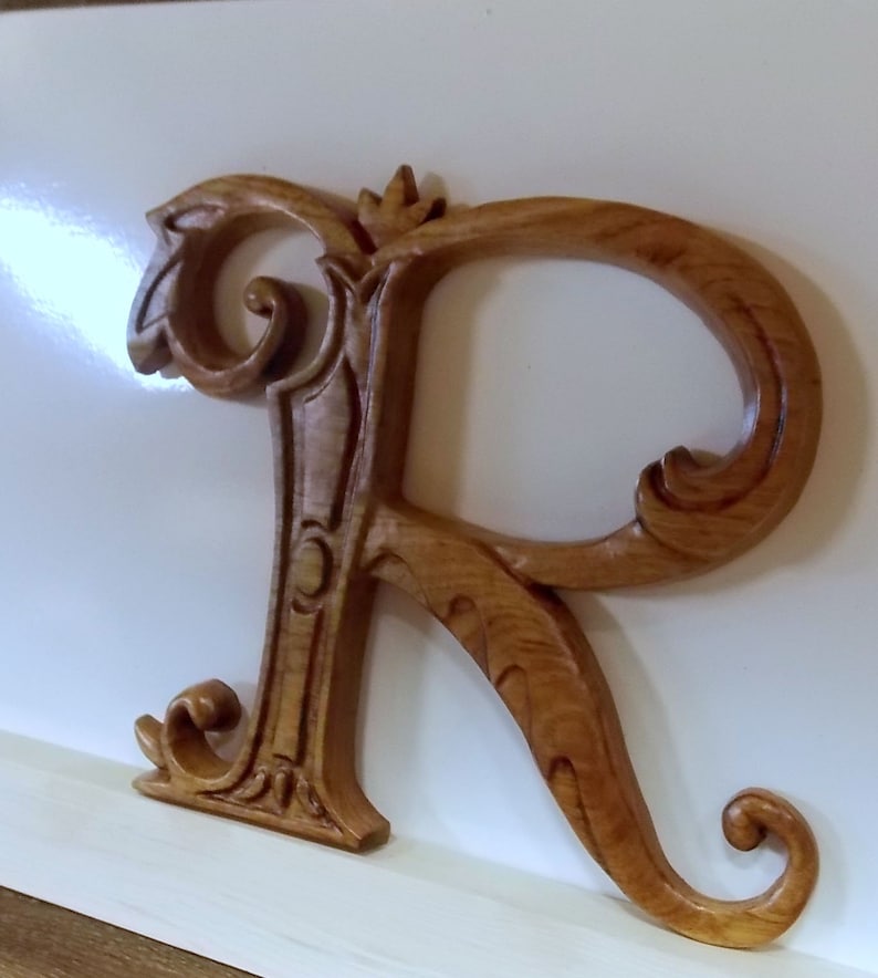 Letter R Wood Wall Art Wood Carving Wall Hanging or Furniture Etsy