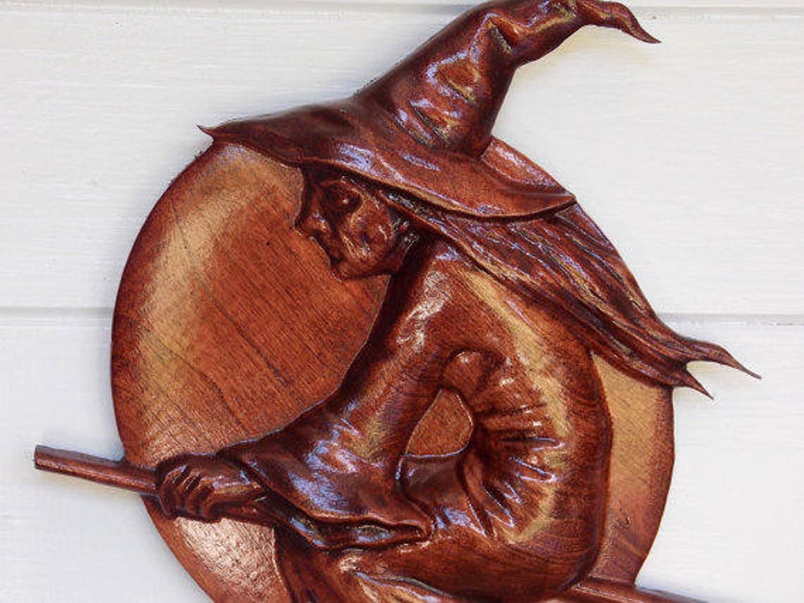 Wooden Halloween Witch Decor Wood Halloween Decor Witch | Etsy