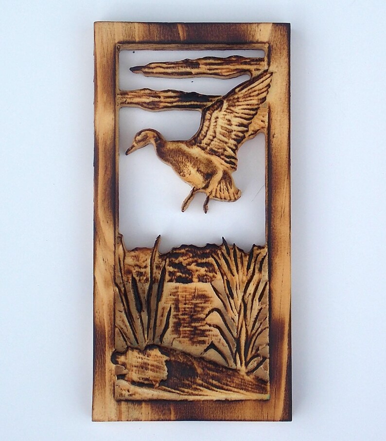 Duck Hunting Gifts Duck Hunting Decor Duck Wood Carving Rustic Wall Decor Carved Wall Panel Duck Wood Wall Art Decor Wood Anniversary