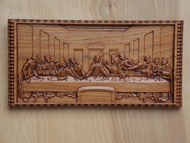Last Supper Carving Leonardo Da Vinci The Wood Wall Art Carved 3d Religious Icon