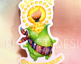 Cornservant Sticker: Dawntrail Turali Corn Minion - 3&quot; Holographic Vinyl