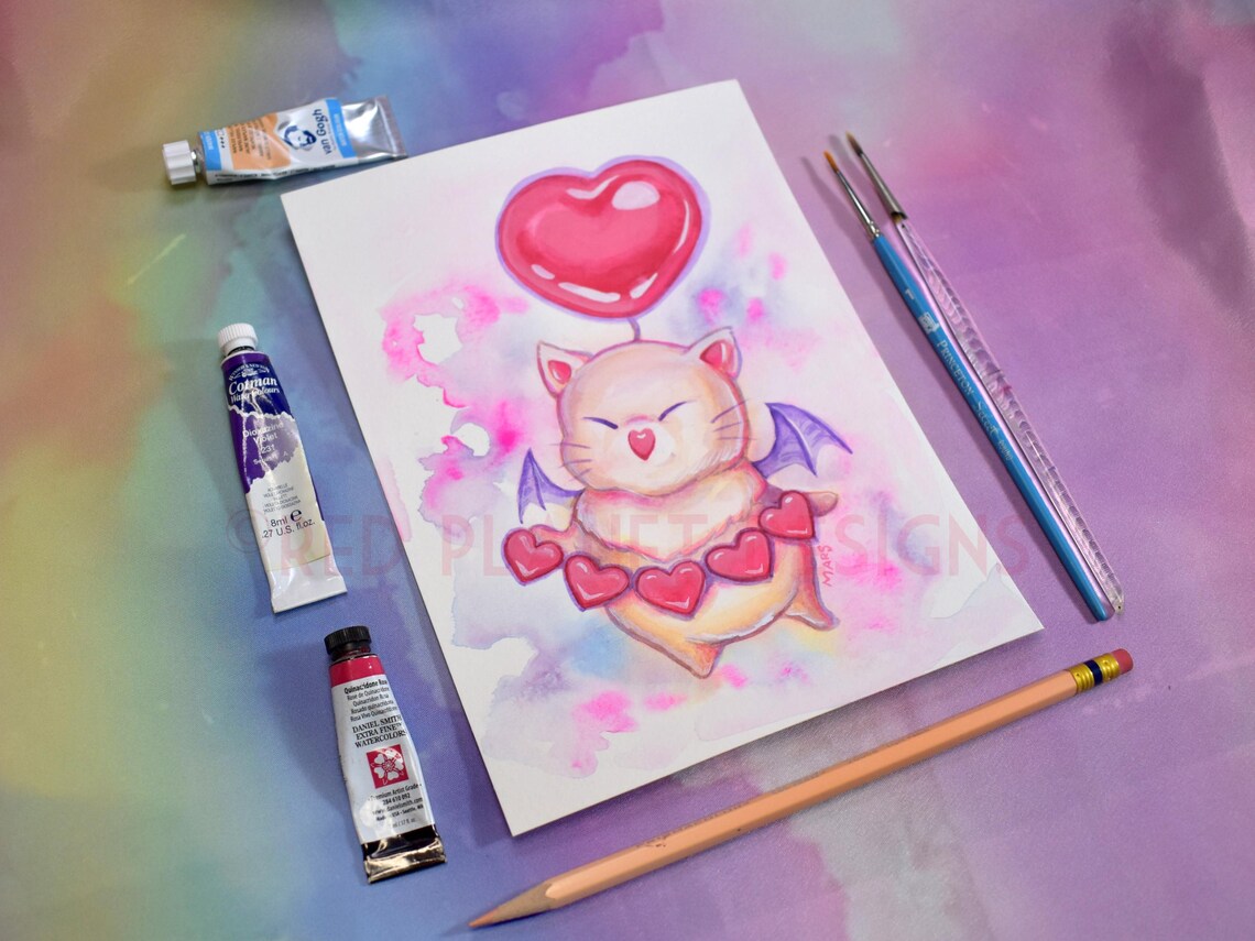 Love Moogle - Original Painting - FFXIV Art - Mog Valentione's Day ...
