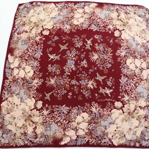 Max Rudy 1980s Silk Scarf - Burgundy 1940s Style Floral Print