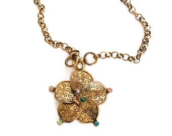 Vintage 1960s Pendant Necklace - Brass - Large