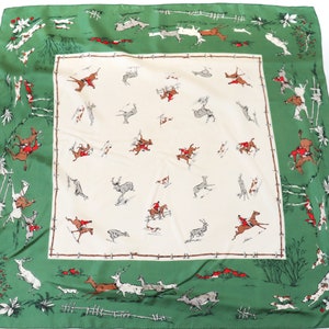 Equestrian 1950s Silk Scarf - Original / True Vintage - Hunting / Horses - LARGE