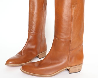 Tan Leather  Womens Cowboy Boots - CHELSEA - Fit  43 / UK 10