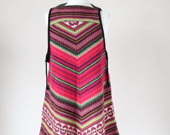 Vintage 1970s knitted tabard / tunic / dress - FairIsle - S / M - UK 10 / 12