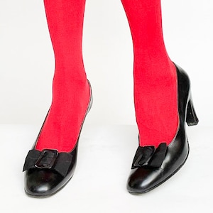 Vintage Bow Pumps - Black Leather - Heels - SUZY - 38.5 / UK 5.5