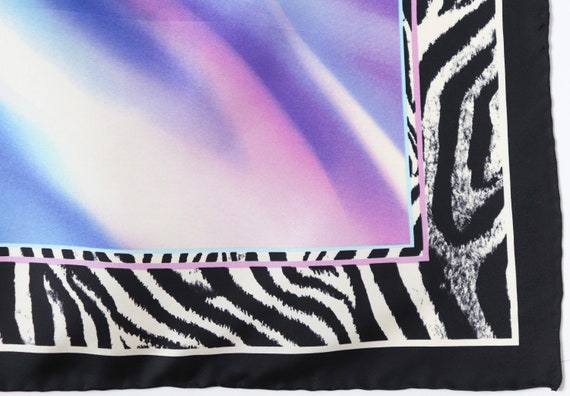 Vintage Silk Scarf - Zebra Print / Purple - LARGE - image 3