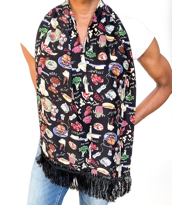 Nicole Miller 90s トランプ柄 シルクベスト M カジノ Nicole Miller Vintage Silk Scarf - Full Fat Junk Food - Long