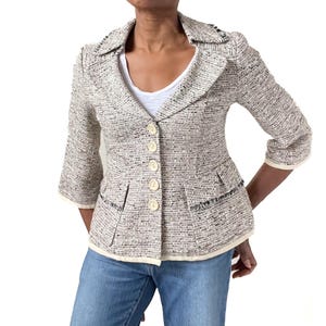 Nanette Lepore Boucle Tweed Jacket  - Beige  - US 8 / Fit UK 10