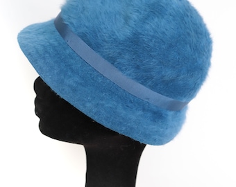 Vintage Ladies Kangol Bucket Hat - Pele de Angorá Azul - XXS