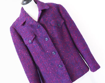 Purple Tweed Jacket - Vintage - L / UK 14