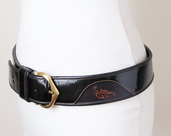 Wide Tyrol Corset / Waist Belt - Vintage 1980s - Black  display picture 3