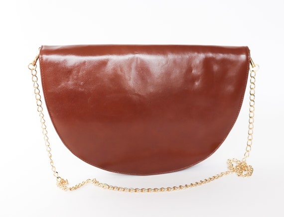 Brown Shoulder Bag / Clutch Bag - Vintage 1980s- … - image 5
