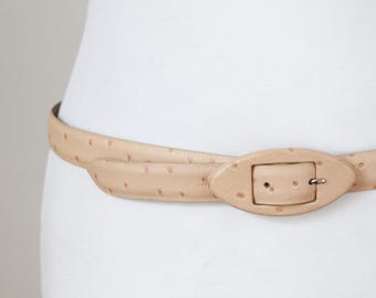 Perry Ellis Light Brown Ostrich Embossed Leather Belt SZ L  display picture 1