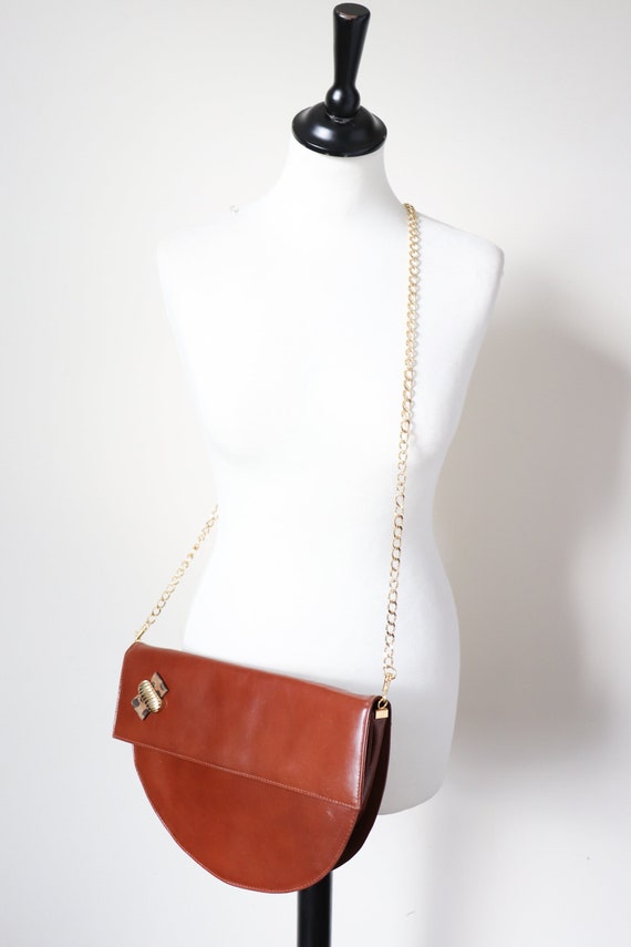 Brown Shoulder Bag / Clutch Bag - Vintage 1980s- … - image 2