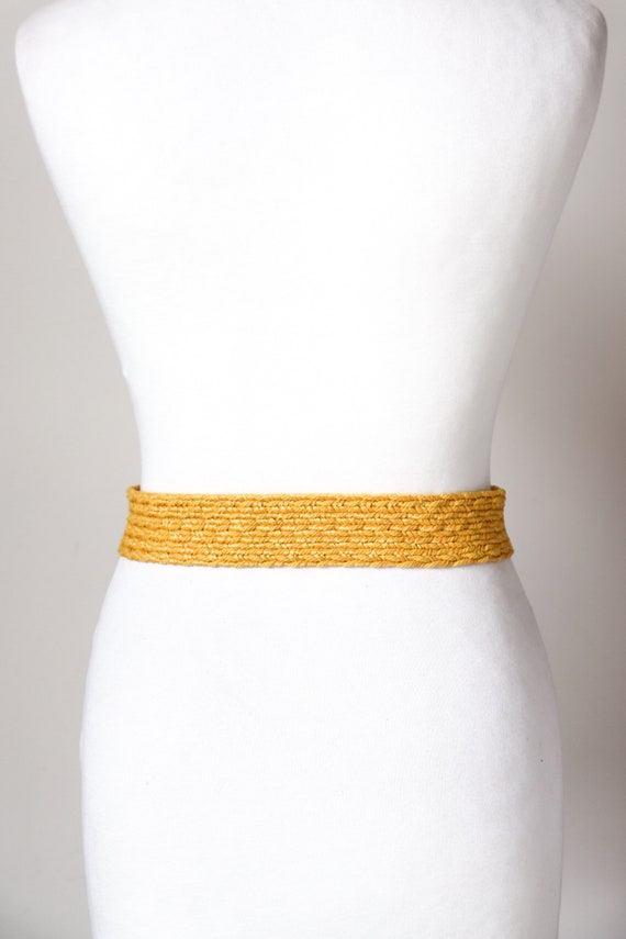 Yellow Woven Vintage 1980s Belt - Raffia / Rope/ … - image 5