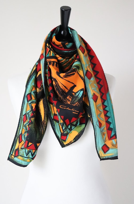 GUESS foulard- Tour de cou soie TBEG vintage 50 X 52 cm