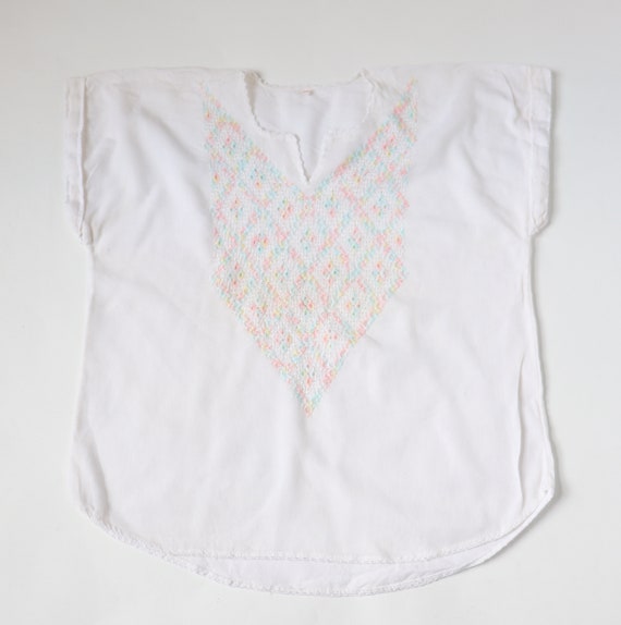 Vintage Woven Peasant Top - Muslin - Short Sleeve… - image 1