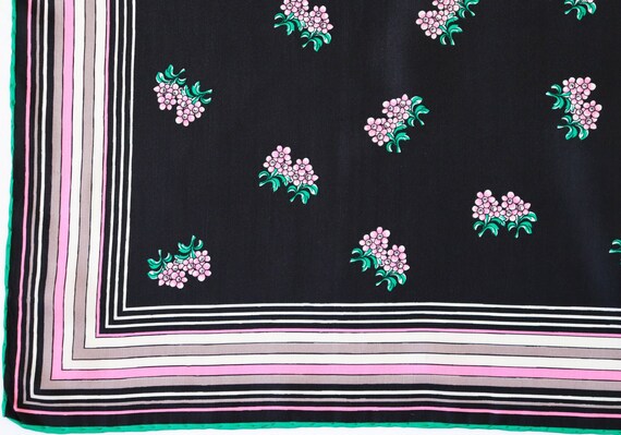 Vintage Silk Scarf - 1970s Floral Sprig Print - B… - image 2
