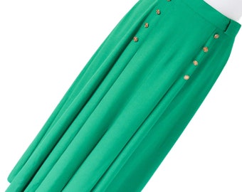 Vintage Pleated Midi Skirt - Green - Essentials - Crepe - Fit TALL S / M