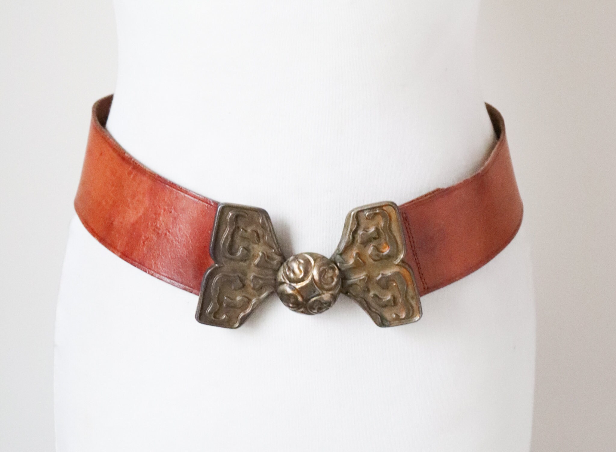 VTG Leather Brown Belt Brass Tone Buckle Hardware Size 11‎ BELTLEY 100% Full-Grain Leather with Solid Brass Buckle in  main image 2