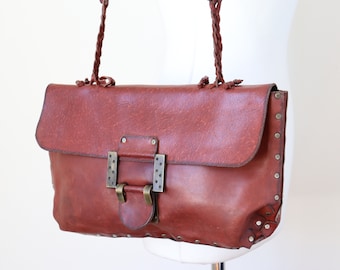 Vintage Satchel / Shoulder Bag 1970s - Leather- Medium