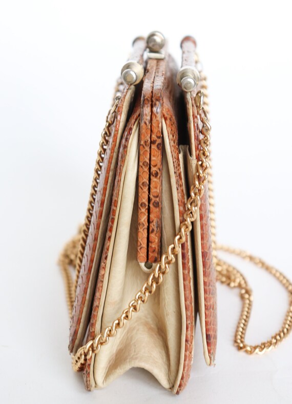 Unusual Vintage Snakeskin Crossbody Bag - Chain S… - image 8