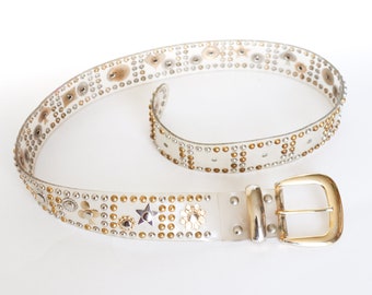 小物 Vintage White Hard Studded Design Belt Vintage White Hard Studded Design Belt - メルカリ