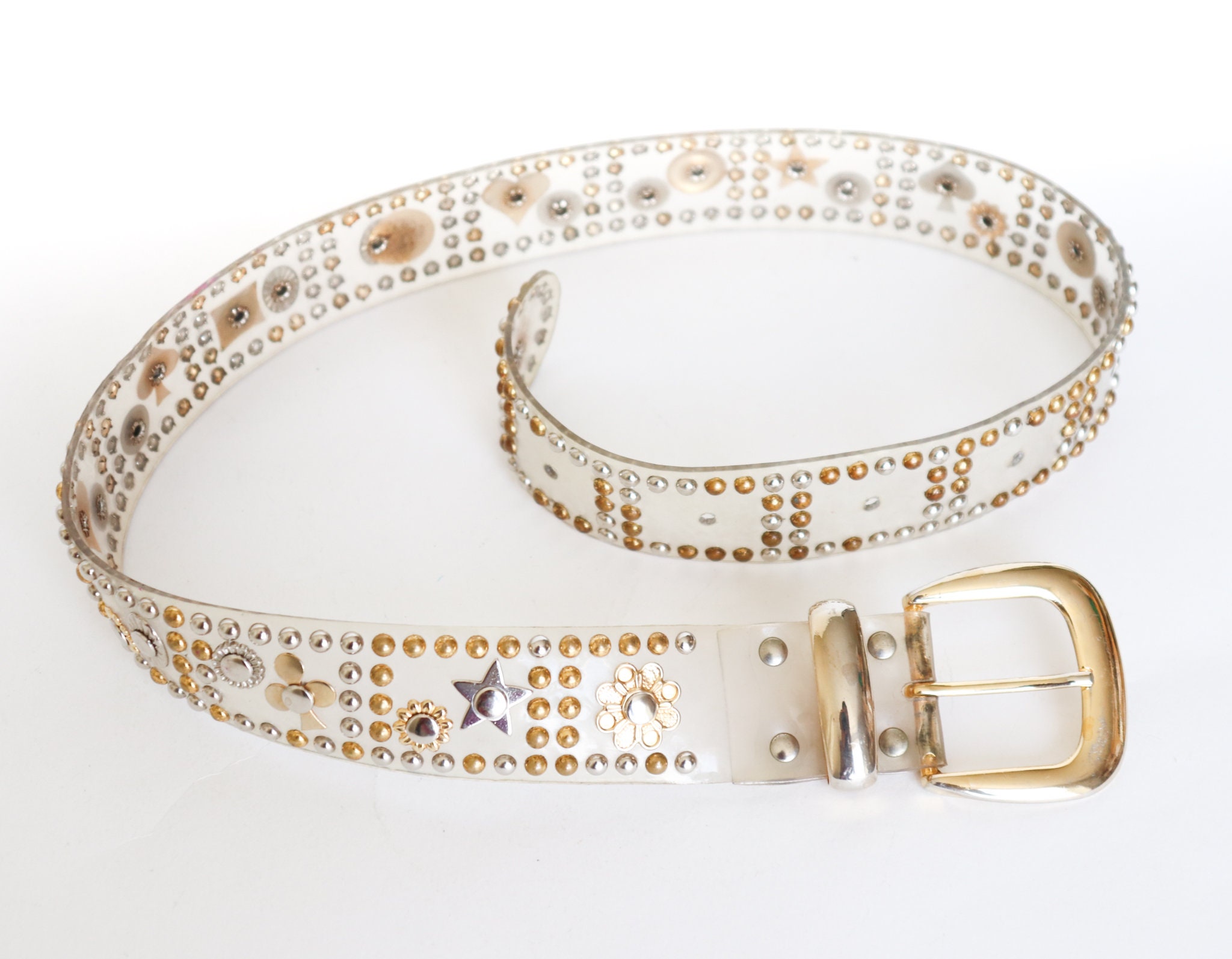 Vintage Plastic / Acrylic Clear Studded Belt - Playing Card
