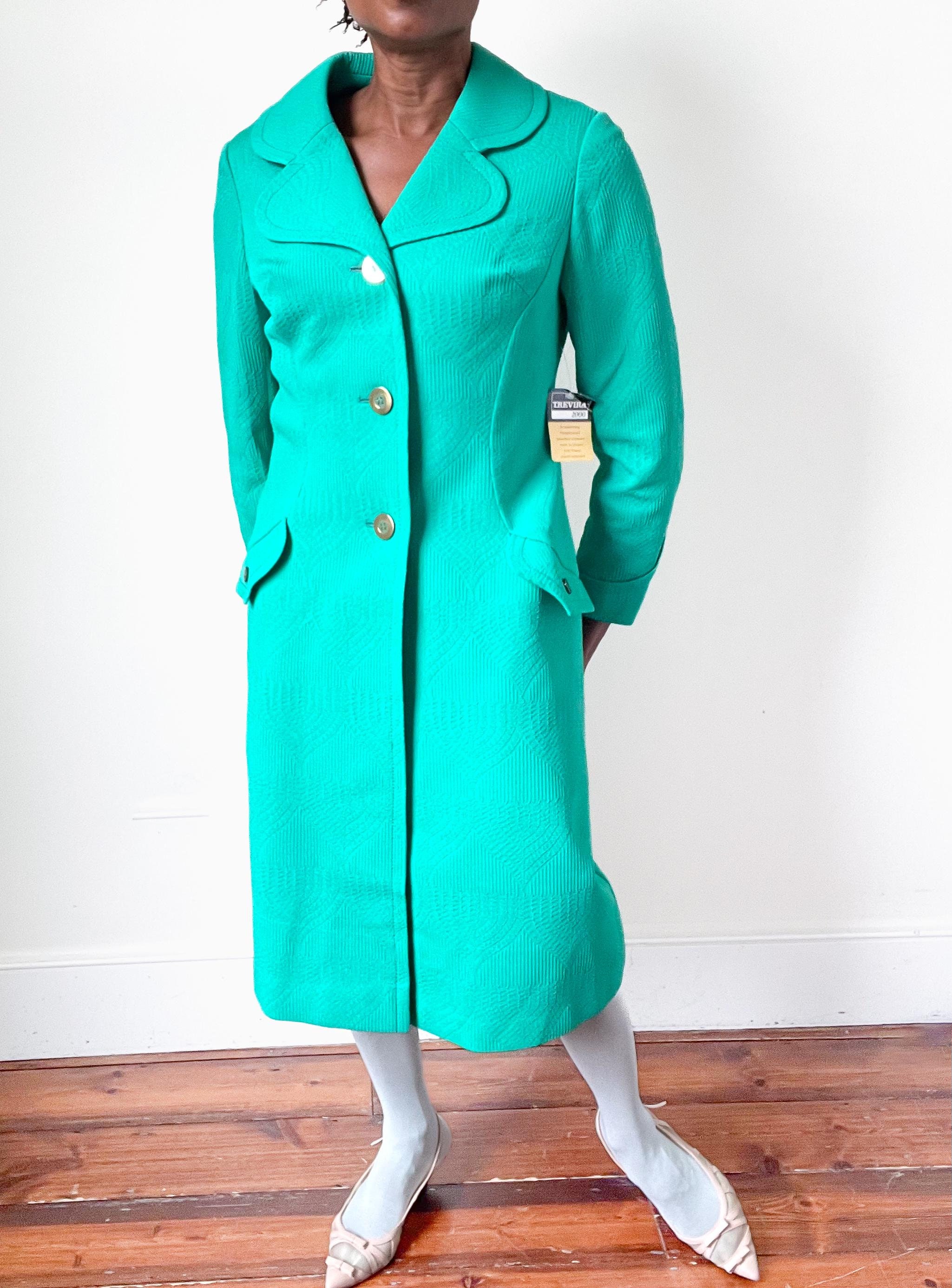 Vintage 1960s Green Coat - Polyamide - Lucie Linden - M / UK 12