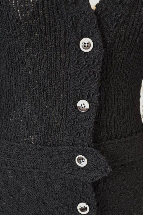 Vintage Knitted Cardigan Coat - 1960s - Black Boucle -  HARRIS - Fit S / UK 10 View 4