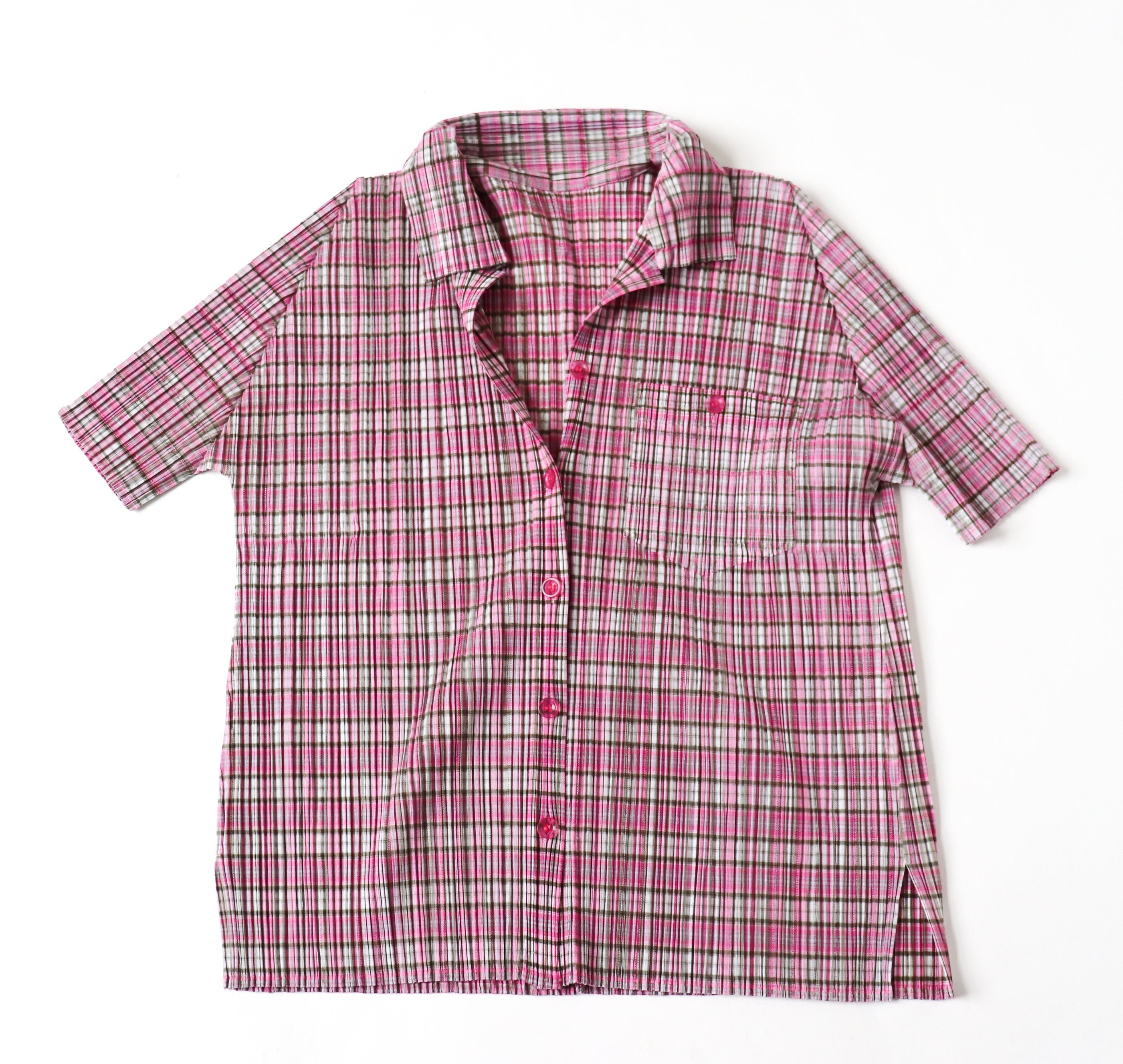 Issey Miyake Pleats Please Top - Short Sleeve Shirt - Pink
