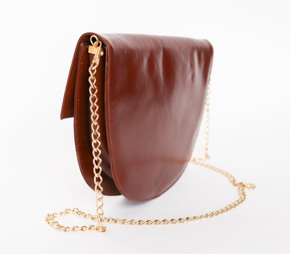 Brown Shoulder Bag / Clutch Bag - Vintage 1980s- … - image 6