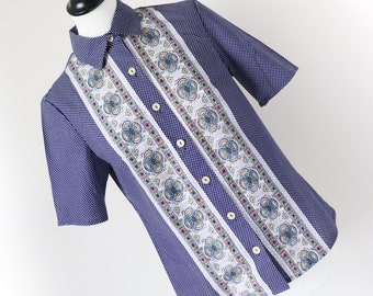 Vintage 1950s Penney's Towncraft Rayon Button Front Shirt Medium