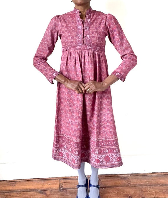 Ritu Kumar Vintage Block Print Cotton Dress - Emp… - image 1