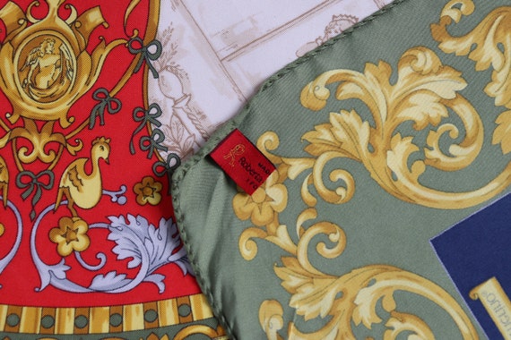 Foulard Vintage Roberta Di Camerino En Soie 100% - Dimensions 85x86 Cm - Occasion - Couleur Verte