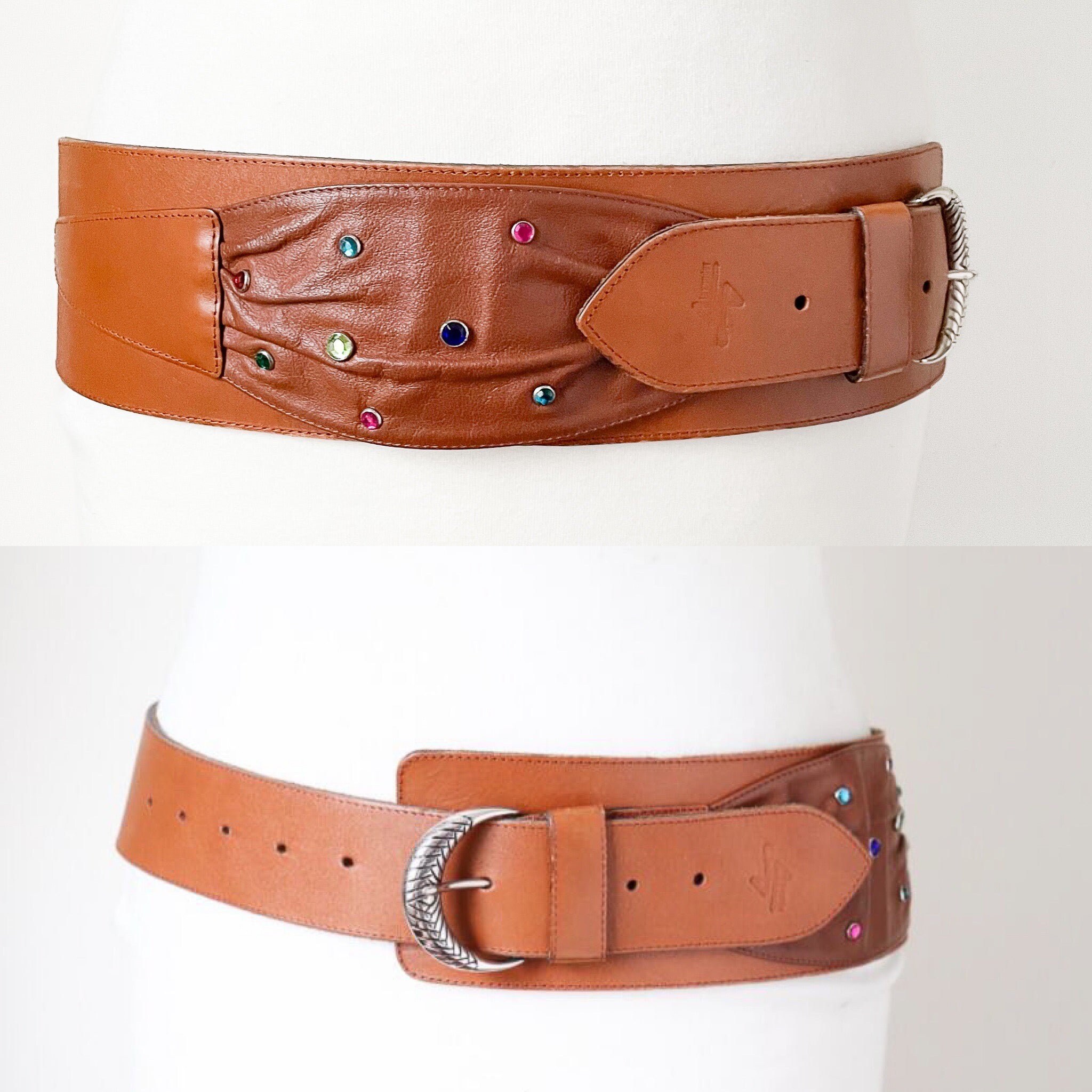 【cacharel】 BROWN LEATHER wide BELT cacharel】 BROWN LEATHER wide BELT Women Brown Faux Leather