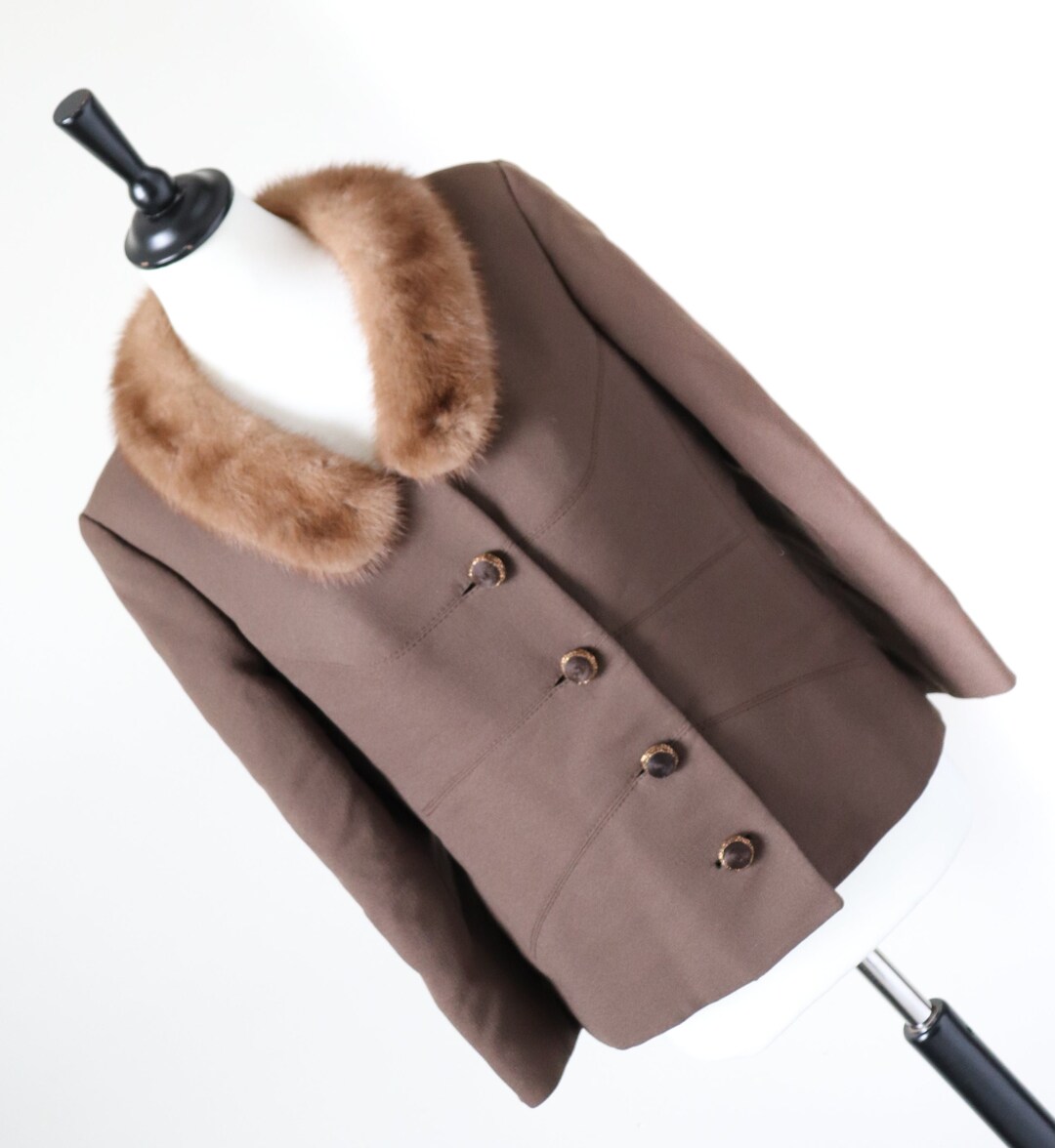Reichbind Furs 1960s Wool Vintage Jacket - Mink Fur Collar - Modell Velisch - M / UK ...
