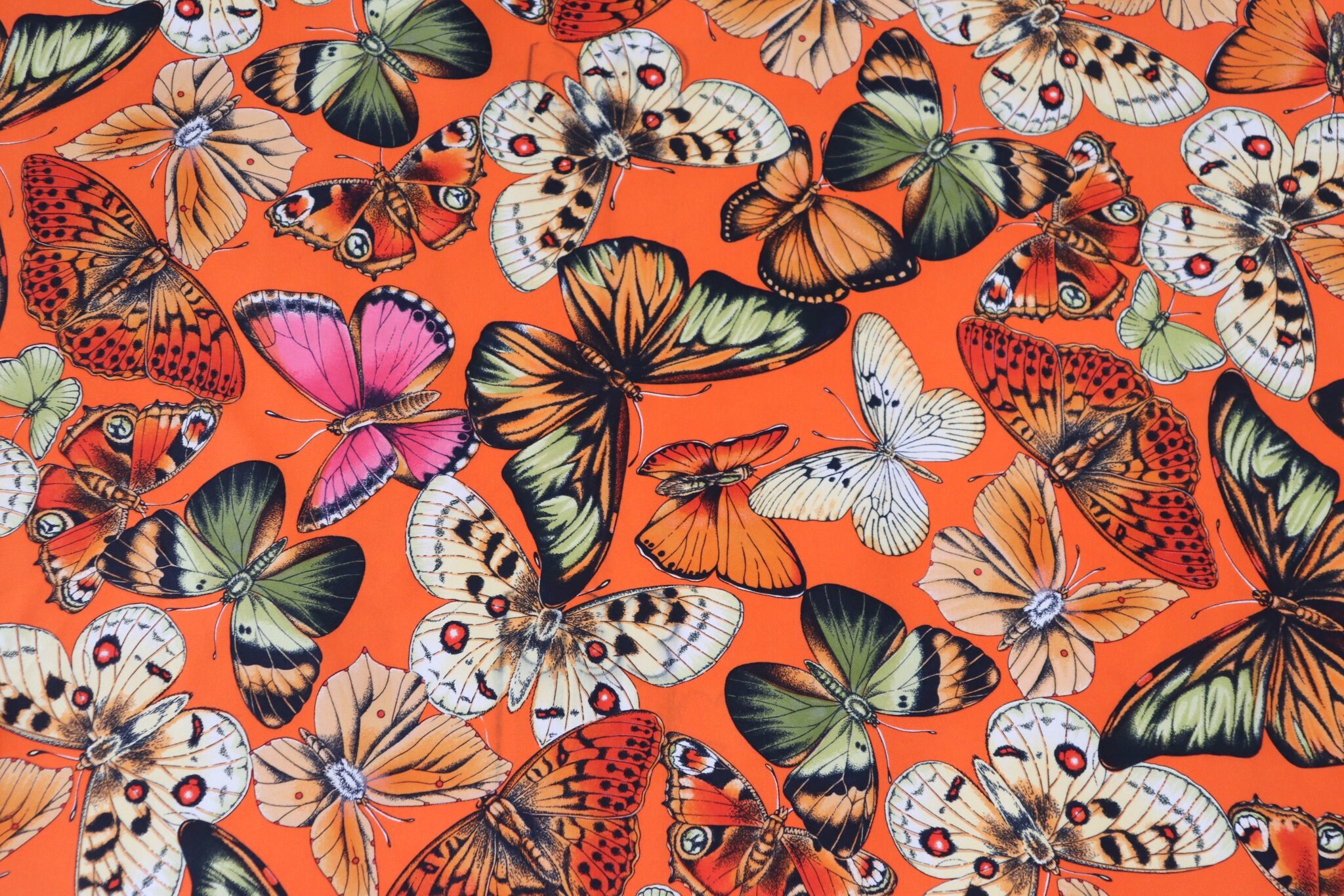 Vintage Silk Scarf Butterflies Orange LARGE | Etsy