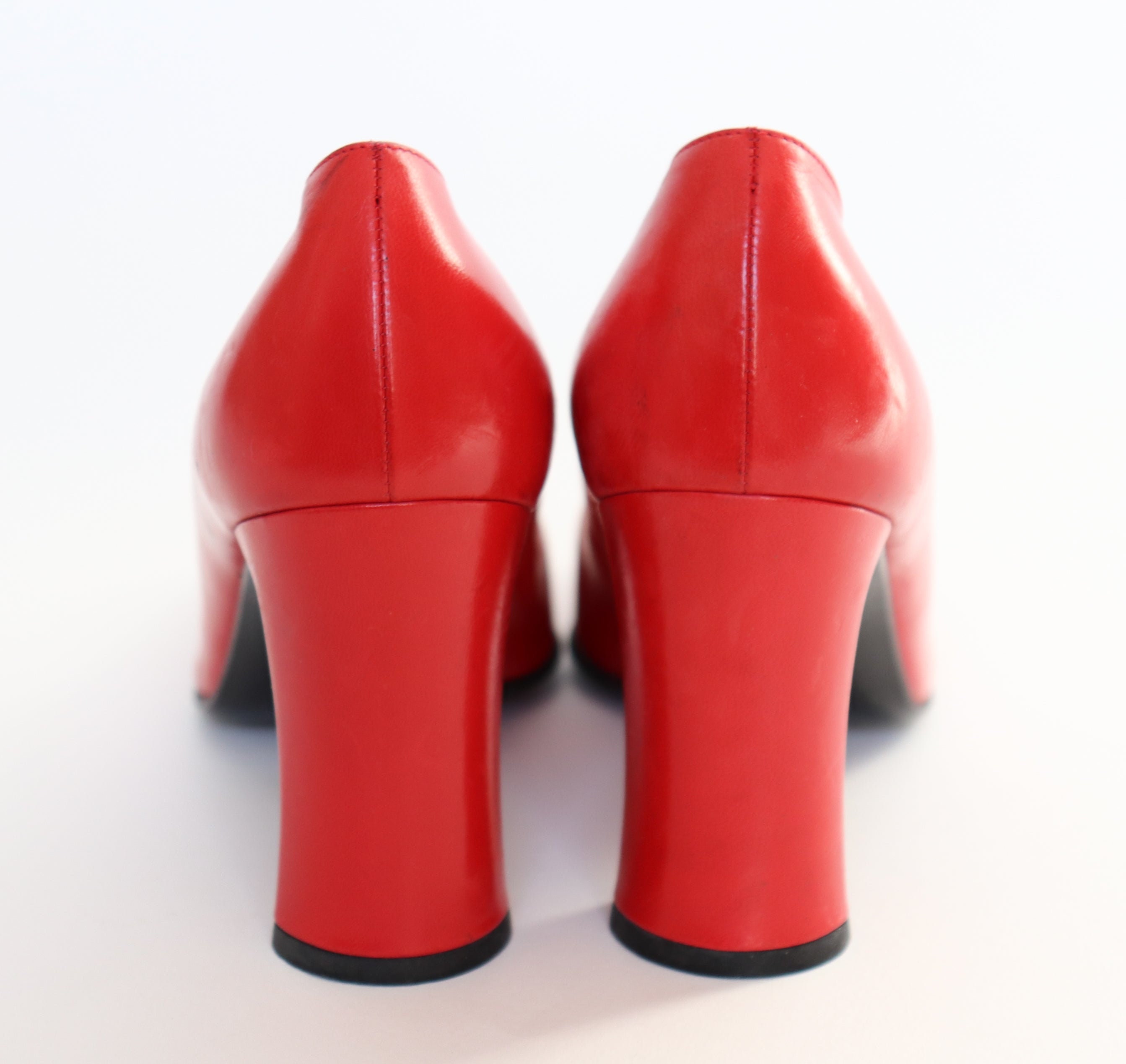 Pollini Vintage Heel Pumps Red Leather 1990s 38 / UK 5 - Etsy