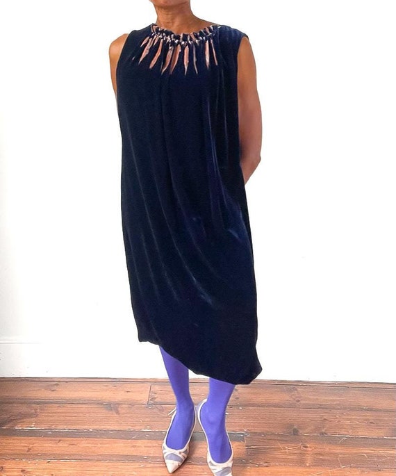 Alberta Ferretti Blue Velvet Dress - GB 12 / M