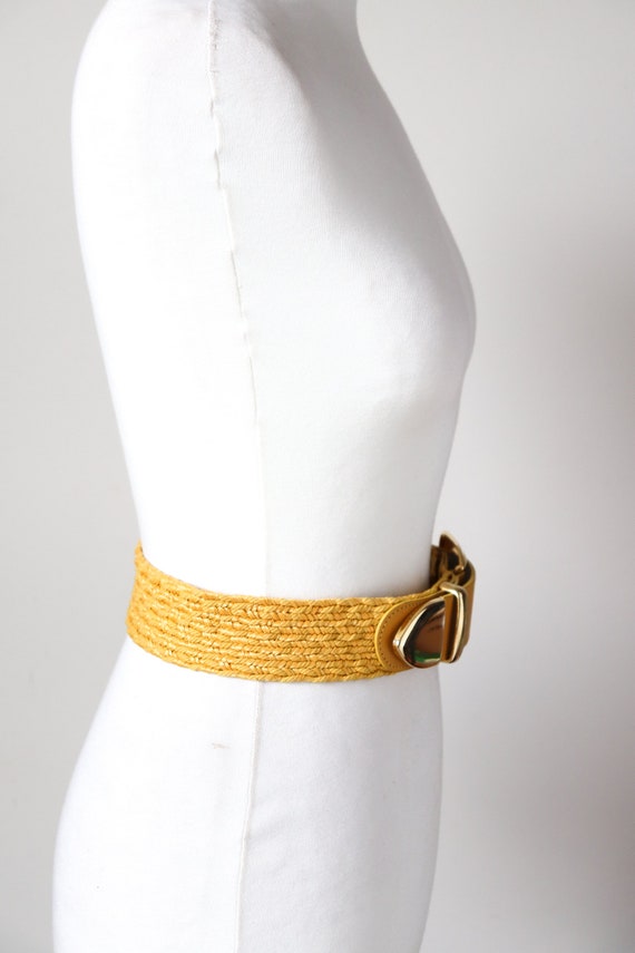 Yellow Woven Vintage 1980s Belt - Raffia / Rope/ … - image 8