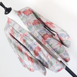 Japanese Silk Kimono Jacket - Patterned - Pink / Grey - Fit M - UK 12