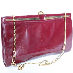 Bolso de mano o de hombro de piel burdeos de dos vías - Vintage años 80 - Pequeño
