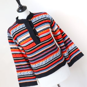 Nordic 1970s Vintage Jumper - Acrylic - Multicolours - XS / S - UK 8 / 10