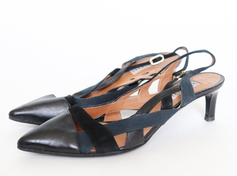 Escarpins Caterina Lucchi - Kitten Heels En Cuir Noir, Taille 6.5 US, Occasion