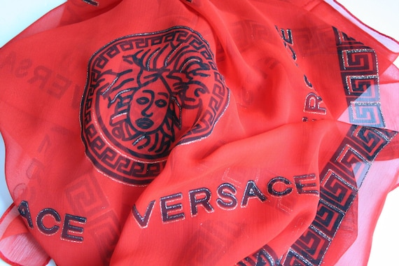 Versace Medusa Head vintage chiffon silk scarf - L